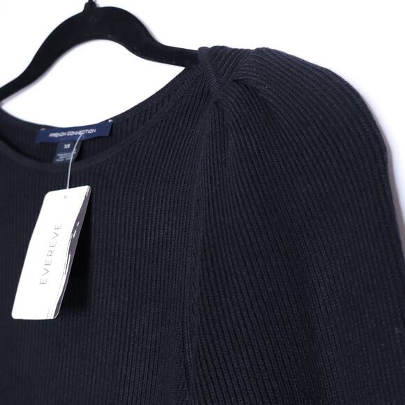 FRENCH CONNECTION NEW Joss Knit Mini Dress Black Bishop Sleeve Women's XS - Picture 7 of 10